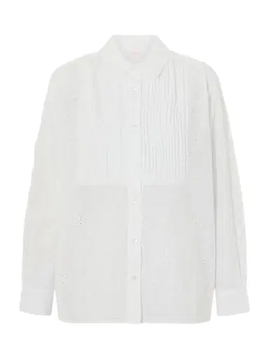 Loretta Caponi Arabelle Pleated Broderie Anglaise Cotton Shirt | Thumbnail 1 Loretta Caponi Arabelle Pleated Broderie Anglaise Cotton Shirt | Thumbnail 1