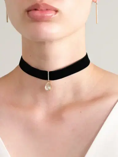 Mateo 14-karat Gold, Velvet, Topaz And Diamond Choker | Thumbnail 2 Mateo 14-karat Gold, Velvet, Topaz And Diamond Choker | Thumbnail 2