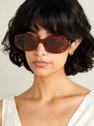 CELINE Eyewear Triomphe Oval-frame Tortoiseshell Acetate Sunglasses | Thumbnail 2 CELINE Eyewear Triomphe Oval-frame Tortoiseshell Acetate Sunglasses | Thumbnail 2