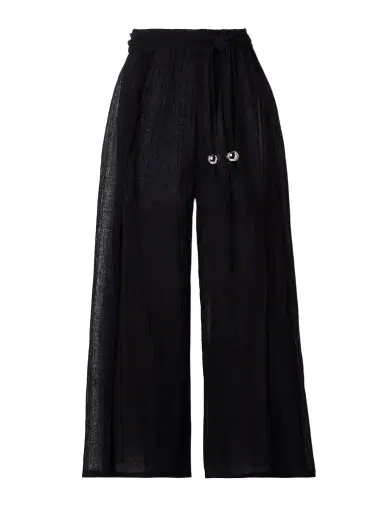 Lisa Marie Fernandez Embellished Belted Crinkled Linen-blend Gauze Wide-leg Pants | Thumbnail 1 Lisa Marie Fernandez Embellished Belted Crinkled Linen-blend Gauze Wide-leg Pants | Thumbnail 1