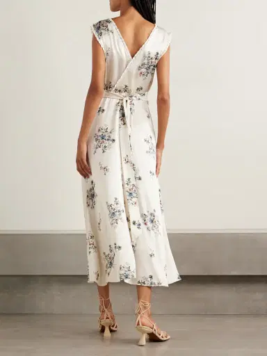 DÔEN Tahlia Lace-trimmed Floral-print Silk-charmeuse Midi Dress | Thumbnail 3 DÔEN Tahlia Lace-trimmed Floral-print Silk-charmeuse Midi Dress | Thumbnail 3