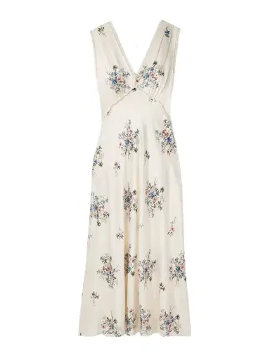DÔEN Tahlia Lace-trimmed Floral-print Silk-charmeuse Midi Dress | Thumbnail 1 DÔEN Tahlia Lace-trimmed Floral-print Silk-charmeuse Midi Dress | Thumbnail 1