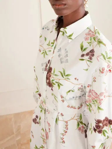 Erdem Pleated Floral-print Cotton-poplin Mini Shirt Dress | Thumbnail 4 Erdem Pleated Floral-print Cotton-poplin Mini Shirt Dress | Thumbnail 4