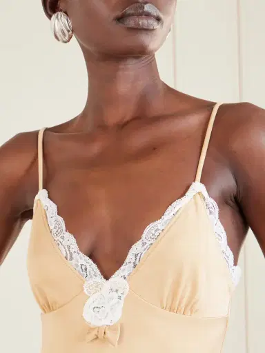 Chloé Bow-detailed Lace-trimmed Stretch-jersey Bodysuit | Thumbnail 5 Chloé Bow-detailed Lace-trimmed Stretch-jersey Bodysuit | Thumbnail 5