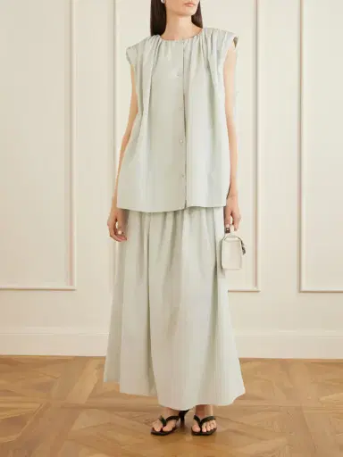 Loulou de Saison Naya Gathered Cotton And Silk-blend Maxi Skirt | Thumbnail 2 Loulou de Saison Naya Gathered Cotton And Silk-blend Maxi Skirt | Thumbnail 2