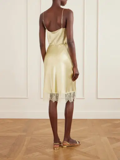 Carine Gilson Lace-trimmed Silk-satin Midi Skirt | Thumbnail 3 Carine Gilson Lace-trimmed Silk-satin Midi Skirt | Thumbnail 3