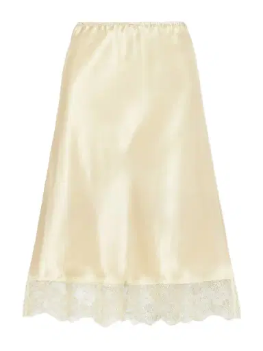 Carine Gilson Lace-trimmed Silk-satin Midi Skirt | Thumbnail 1 Carine Gilson Lace-trimmed Silk-satin Midi Skirt | Thumbnail 1