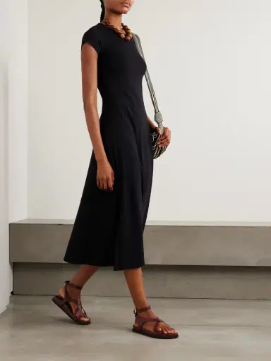 Another Tomorrow Fitted Tee Organic Cotton And Tencel Lyocell-blend Jersey Midi Dress | Thumbnail 2 Another Tomorrow Fitted Tee Organic Cotton And Tencel Lyocell-blend Jersey Midi Dress | Thumbnail 2