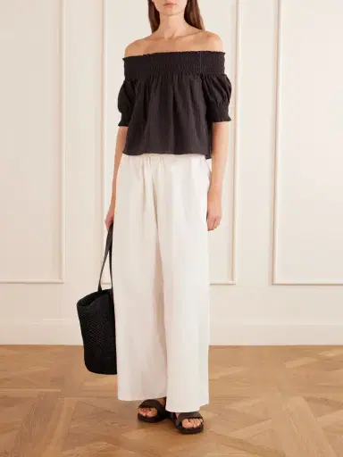 Matteau Shirred Off-the-shoulder Checked Cotton Blouse | Thumbnail 2 Matteau Shirred Off-the-shoulder Checked Cotton Blouse | Thumbnail 2