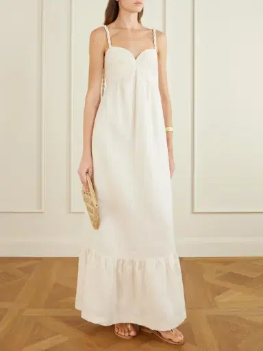 ANDRES OTALORA Tu Esencia Embroidered Tiered Linen Maxi Dress | Thumbnail 2 ANDRES OTALORA Tu Esencia Embroidered Tiered Linen Maxi Dress | Thumbnail 2