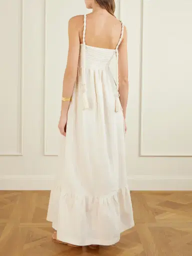ANDRES OTALORA Tu Esencia Embroidered Tiered Linen Maxi Dress | Thumbnail 3 ANDRES OTALORA Tu Esencia Embroidered Tiered Linen Maxi Dress | Thumbnail 3