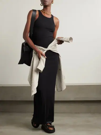 ÉTERNE Emma Ribbed Stretch-jersey Maxi Skirt | Thumbnail 2 ÉTERNE Emma Ribbed Stretch-jersey Maxi Skirt | Thumbnail 2
