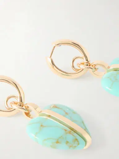 Roxanne Assoulin The Stone Mini Heart Gold-tone And Turquoise Earrings | Thumbnail 3 Roxanne Assoulin The Stone Mini Heart Gold-tone And Turquoise Earrings | Thumbnail 3