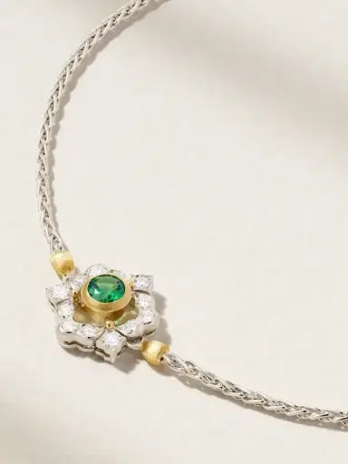 Buccellati Ghirland 18-karat White And Yellow Gold, Diamond And Tsavorite Bracelet | Thumbnail 4 Buccellati Ghirland 18-karat White And Yellow Gold, Diamond And Tsavorite Bracelet | Thumbnail 4