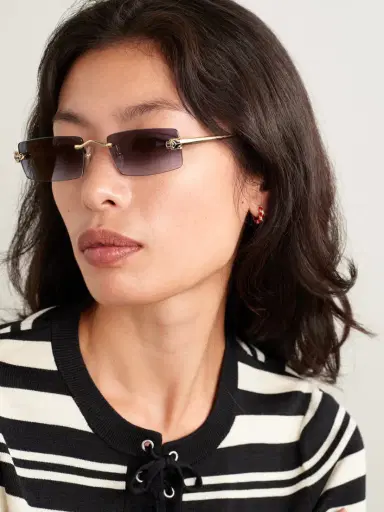 Cartier Eyewear Panthère Classic Rimless Rectangle-frame Gold-tone Sunglasses | Thumbnail 2 Cartier Eyewear Panthère Classic Rimless Rectangle-frame Gold-tone Sunglasses | Thumbnail 2