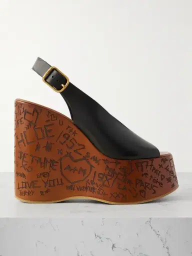 Chloé Maxime Leather Slingback Platform Wedge Sandals | Thumbnail 1 Chloé Maxime Leather Slingback Platform Wedge Sandals | Thumbnail 1