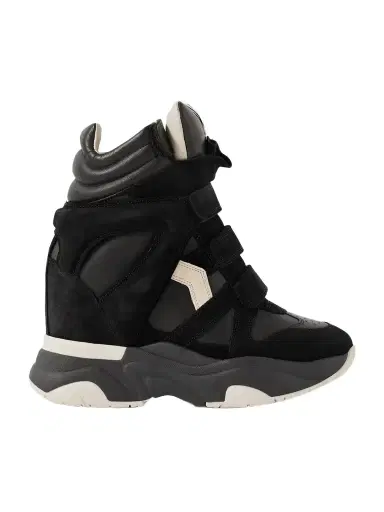 Isabel Marant Balskee Leather And Suede High-top Wedge Sneakers | Thumbnail 1 Isabel Marant Balskee Leather And Suede High-top Wedge Sneakers | Thumbnail 1