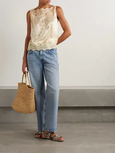 DÔEN Viviane Lace-trimmed Silk-satin Top | Thumbnail 2 DÔEN Viviane Lace-trimmed Silk-satin Top | Thumbnail 2