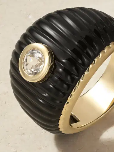Yvonne Léon Bague 9-karat Gold, Onyx And Topaz Ring | Thumbnail 4 Yvonne Léon Bague 9-karat Gold, Onyx And Topaz Ring | Thumbnail 4