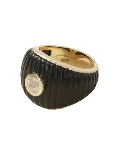 Yvonne Léon Bague 9-karat Gold, Onyx And Topaz Ring | Thumbnail 1 Yvonne Léon Bague 9-karat Gold, Onyx And Topaz Ring | Thumbnail 1