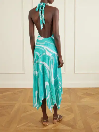 PUCCI Printed Silk Twill-trimmed Crepe-jersey Halterneck Midi Dress | Thumbnail 4 PUCCI Printed Silk Twill-trimmed Crepe-jersey Halterneck Midi Dress | Thumbnail 4
