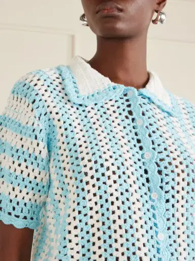 Simkhai Stanton Striped Crocheted Cotton Shirt | Thumbnail 4 Simkhai Stanton Striped Crocheted Cotton Shirt | Thumbnail 4
