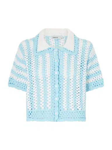 Simkhai Stanton Striped Crocheted Cotton Shirt | Thumbnail 1 Simkhai Stanton Striped Crocheted Cotton Shirt | Thumbnail 1
