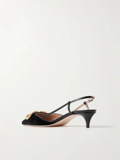 Valentino Garavani Vlogo 40 Embellished Velvet Slingback Pumps | Thumbnail 3 Valentino Garavani Vlogo 40 Embellished Velvet Slingback Pumps | Thumbnail 3