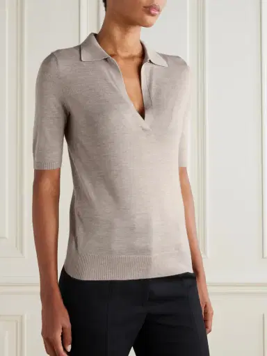 Gabriela Hearst Frank Cashmere And Silk-blend Polo Shirt | Thumbnail 3 Gabriela Hearst Frank Cashmere And Silk-blend Polo Shirt | Thumbnail 3