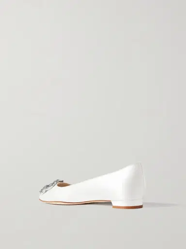 Manolo Blahnik Hangisiflat Crystal-embellished Satin Point-toe Flats | Thumbnail 3 Manolo Blahnik Hangisiflat Crystal-embellished Satin Point-toe Flats | Thumbnail 3