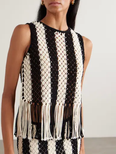 Zimmermann Wanderlust Fringed Striped Macramé Cotton Top | Thumbnail 3 Zimmermann Wanderlust Fringed Striped Macramé Cotton Top | Thumbnail 3