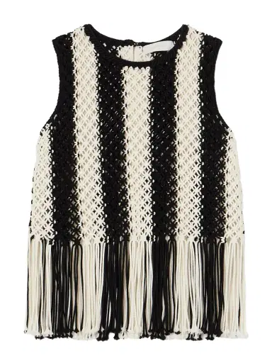 Zimmermann Wanderlust Fringed Striped Macramé Cotton Top | Thumbnail 1 Zimmermann Wanderlust Fringed Striped Macramé Cotton Top | Thumbnail 1
