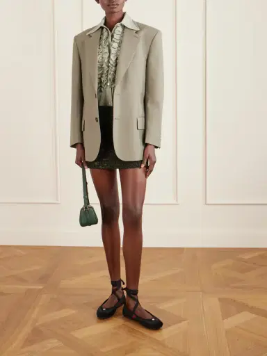 Gucci Embellished Webbing-trimmed Canvas And Suede Ballet Flats | Thumbnail 4 Gucci Embellished Webbing-trimmed Canvas And Suede Ballet Flats | Thumbnail 4