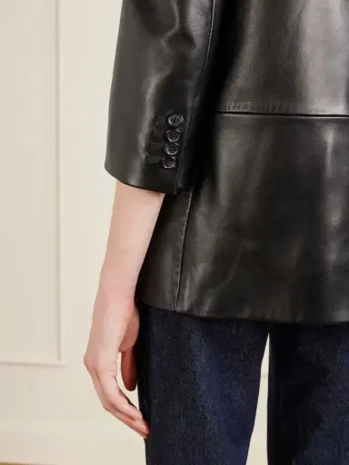 Khaite Asymmetric Paneled Leather Blazer | Thumbnail 4 Khaite Asymmetric Paneled Leather Blazer | Thumbnail 4