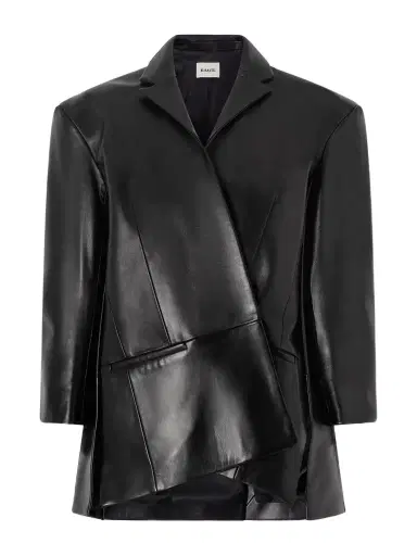 Khaite Asymmetric Paneled Leather Blazer | Thumbnail 1 Khaite Asymmetric Paneled Leather Blazer | Thumbnail 1