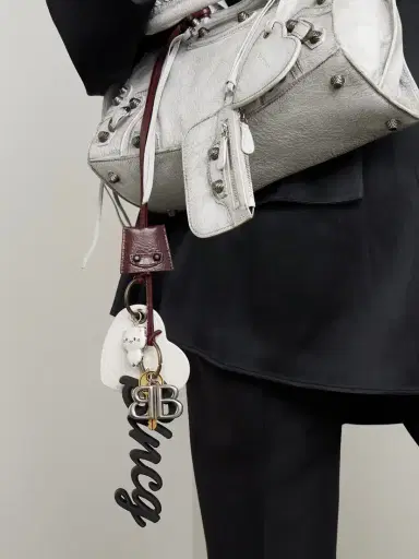 Balenciaga Le City Embellished Textured-leather, Silver And Gold-tone Key Fob | Thumbnail 2 Balenciaga Le City Embellished Textured-leather, Silver And Gold-tone Key Fob | Thumbnail 2