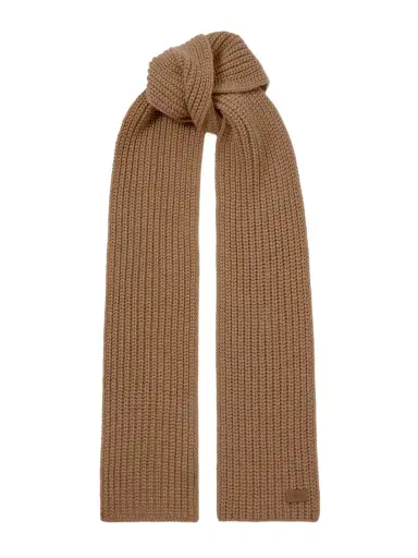 Saint Laurent Appliquéd Ribbed Cashmere Scarf | Thumbnail 1 Saint Laurent Appliquéd Ribbed Cashmere Scarf | Thumbnail 1
