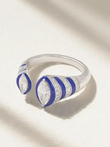 Kamyen 18-karat White Gold, Enamel And Diamond Ring | Thumbnail 1 Kamyen 18-karat White Gold, Enamel And Diamond Ring | Thumbnail 1