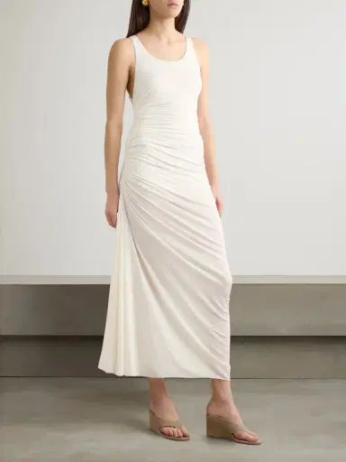 Alaïa Gathered Stretch-jersey Midi Dress | Thumbnail 2 Alaïa Gathered Stretch-jersey Midi Dress | Thumbnail 2