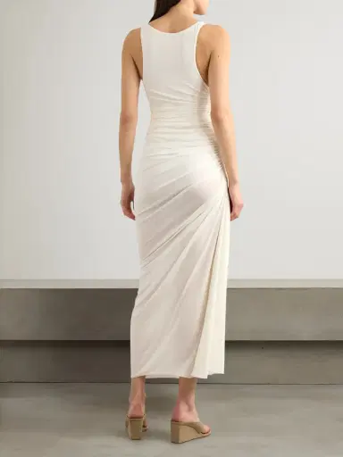 Alaïa Gathered Stretch-jersey Midi Dress | Thumbnail 3 Alaïa Gathered Stretch-jersey Midi Dress | Thumbnail 3