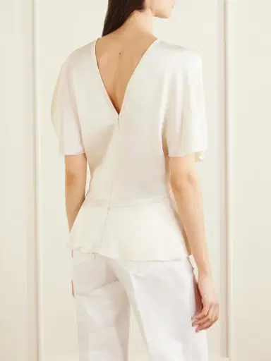 Victoria Beckham Bela Draped Satin Blouse - Off-white | Thumbnail 4 Victoria Beckham Bela Draped Satin Blouse - Off-white | Thumbnail 4