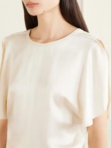 Victoria Beckham Bela Draped Satin Blouse - Off-white | Thumbnail 5 Victoria Beckham Bela Draped Satin Blouse - Off-white | Thumbnail 5