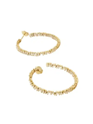 Suzanne Kalan 18-karat Gold Diamond Hoop Earrings | Thumbnail 1 Suzanne Kalan 18-karat Gold Diamond Hoop Earrings | Thumbnail 1