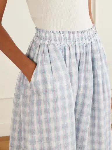 SKALL Pleated Checked Linen Midi Skirt | Thumbnail 4 SKALL Pleated Checked Linen Midi Skirt | Thumbnail 4