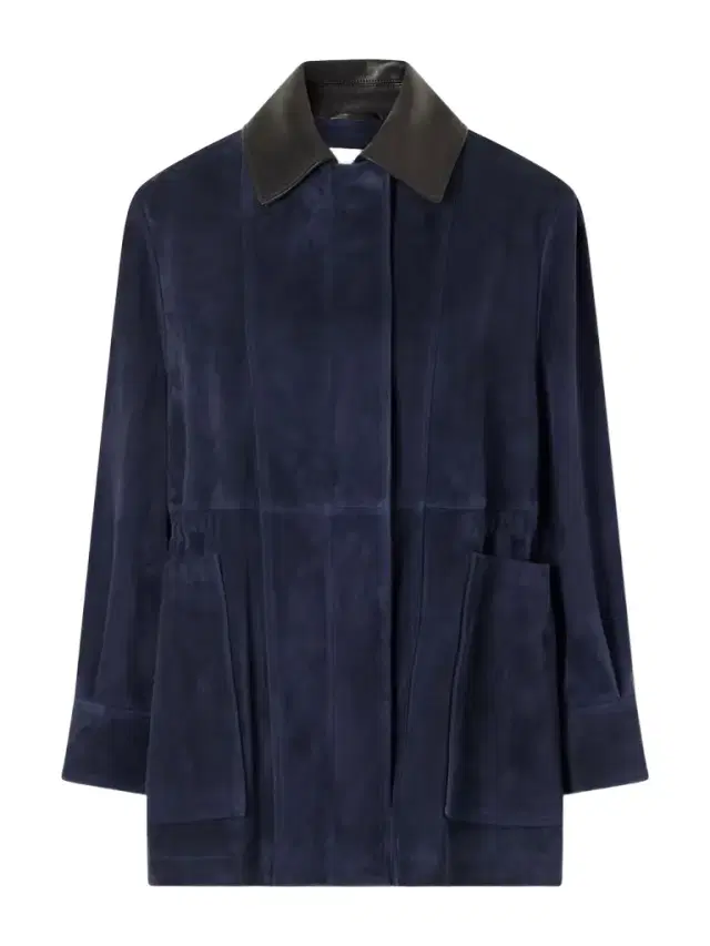 Grange Gathered Leather-trimmed Suede Jacket - Navy Grange Gathered Leather-trimmed Suede Jacket - Navy