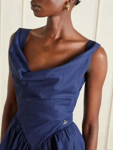Vivienne Westwood Sunday Gathered Cotton-poplin Midi Dress - Navy | Thumbnail 4 Vivienne Westwood Sunday Gathered Cotton-poplin Midi Dress - Navy | Thumbnail 4