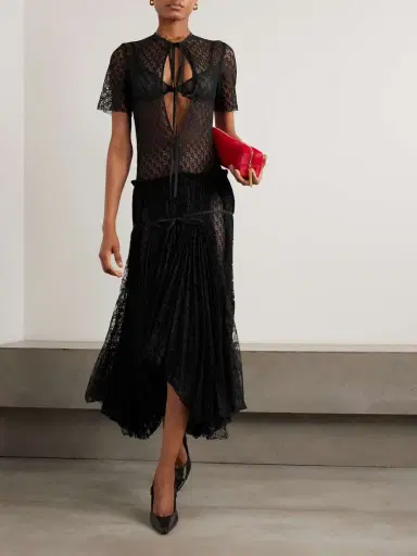 JW Anderson Layered Cutout Pleated Lace Maxi Dress | Thumbnail 4 JW Anderson Layered Cutout Pleated Lace Maxi Dress | Thumbnail 4