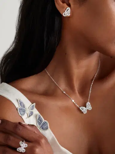 De Beers London Portraits Of Nature Butterfly 18-karat White Gold Diamond Earrings | Thumbnail 4 De Beers London Portraits Of Nature Butterfly 18-karat White Gold Diamond Earrings | Thumbnail 4