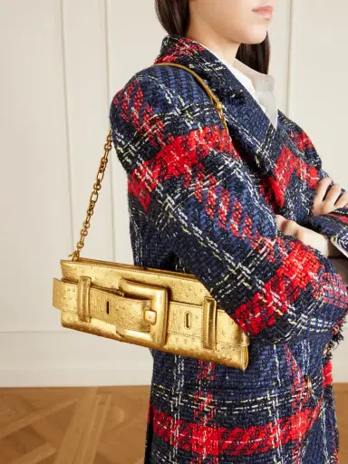 Balmain Anthem Buckled Ostrich-effect Metallic Leather Clutch | Thumbnail 2 Balmain Anthem Buckled Ostrich-effect Metallic Leather Clutch | Thumbnail 2