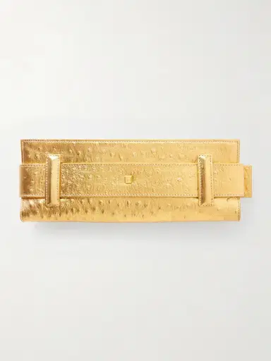 Balmain Anthem Buckled Ostrich-effect Metallic Leather Clutch | Thumbnail 4 Balmain Anthem Buckled Ostrich-effect Metallic Leather Clutch | Thumbnail 4